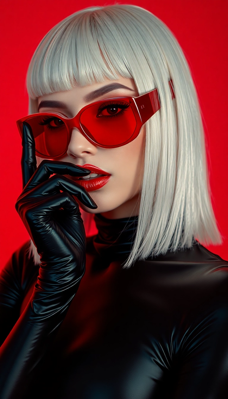 Free Y2K Woman Fashion Model in Black and Red iPhone Aesthetic Wallpaper